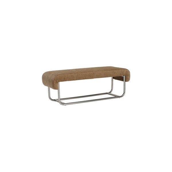 Bancă maro din metal/capitonată cu tapițerie din chenille Mindy – Ellos Home-image-2