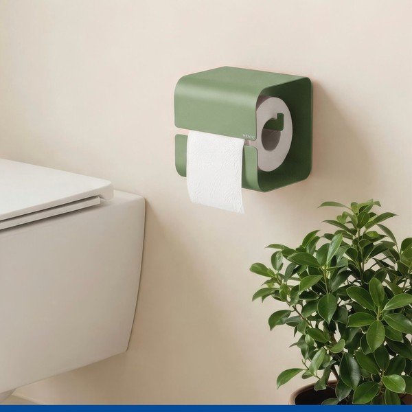 Suport pentru hârtie igienică verde autoadeziv cu Turbo-Loc din oțel Lizan – Wenko-image-1