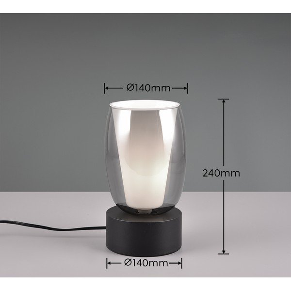 Veioză negru-argintiu  cu abajur din sticlă (înălțime 24 cm) Barret – Trio Select-image-2