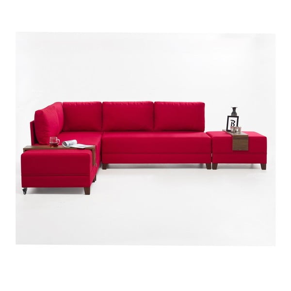 Canapea extensibilă cu 2 blaturi Balcab Home Diana, partea stângă, roşu