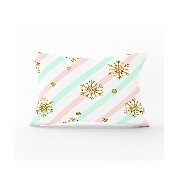 Față de pernă cu model de Crăciun Minimalist Cushion Covers Gold Snowflake, 35 x 55 cm