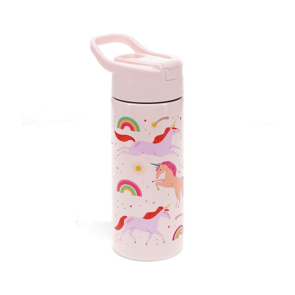 Sticlă pentru copii roz-deschis din oțel inoxidabil 500 ml Unicorn – Rex London