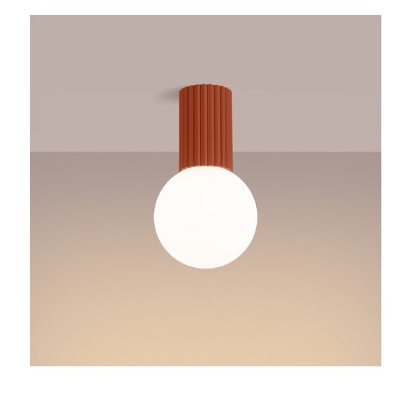 Plafonieră portocalie cu abajur din sticlă ø 12 cm Orbital – Sollux-image-1