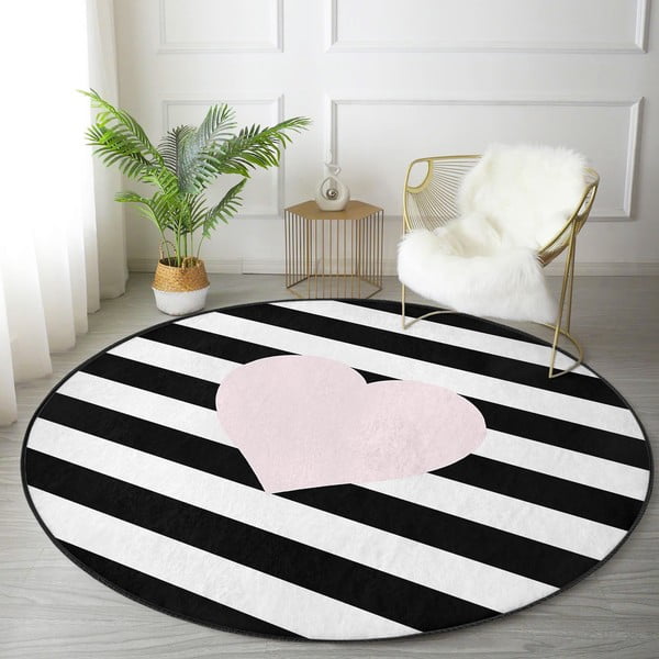 Covor rotund  pentru copii negru-alb ø 120 cm Comfort – Mila Home-image-3