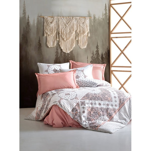 Lenjerie de pat cu cearșaf din bumbac, pentru pat single Cotton Box Riva Brown, 160 x 220 cm