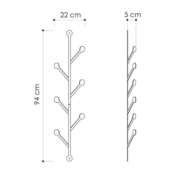 Cuier metalic de perete Branch, negru-image-2