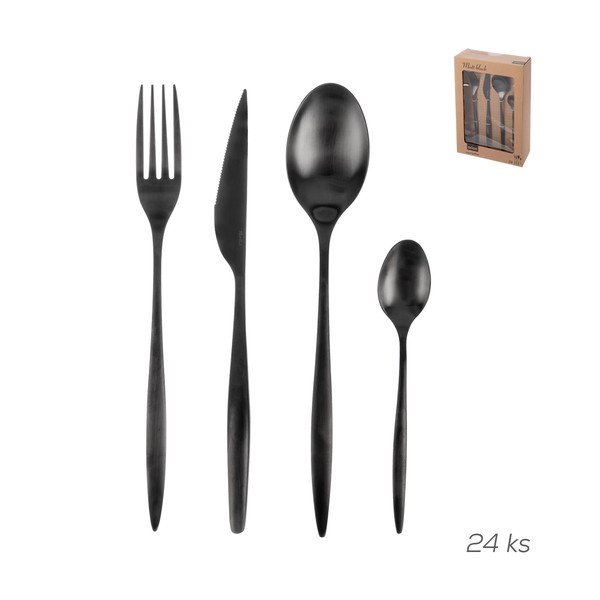 Tacâmuri negre din oțel inoxidabil 24 buc. – Orion-image-3