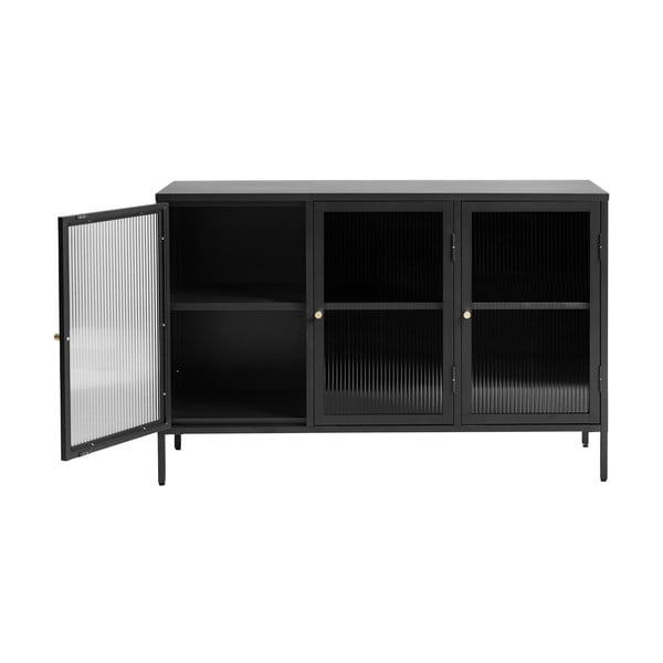 Vitrină neagră din metal 132x85 cm Bronco – Unique Furniture-image-4