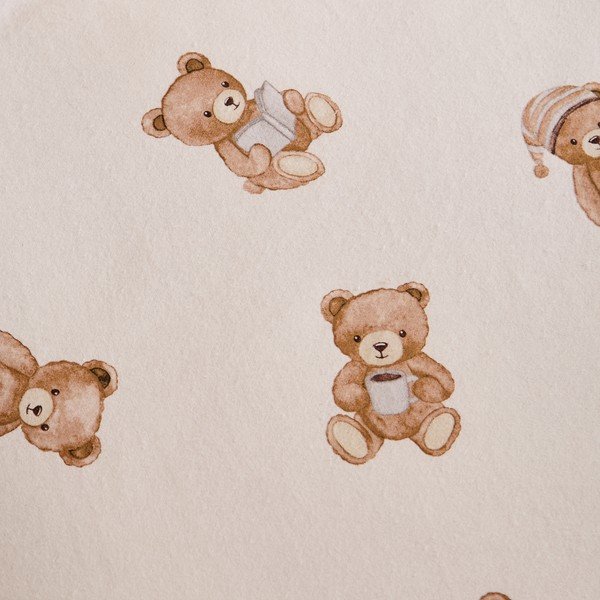 Cearceaf pentru copii crem din flanelă pentru pat de o persoană cu elastic 70x140 cm Brushed Teddy Bear – Catherine Lansfield-image-1