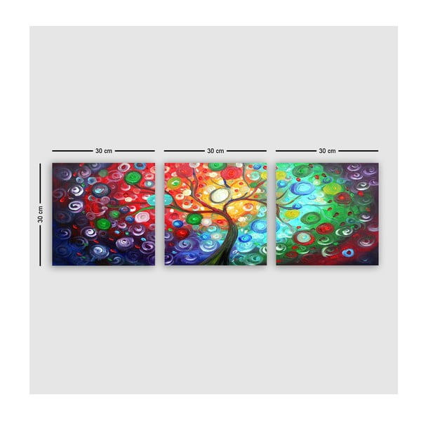 Tablouri 3 buc. 30x30 cm Tree of Life – Wallity-image-2