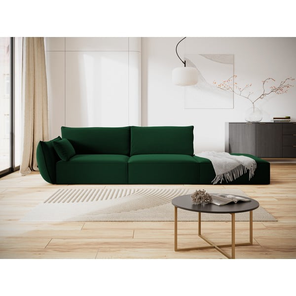 Canapea verde-închis cu tapițerie din catifea, cu colț pe partea stângă 264 cm Vanda – Mazzini Sofas-image-1