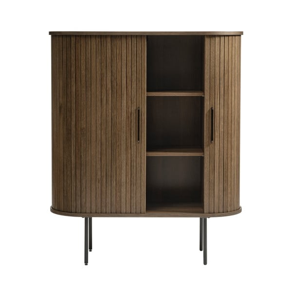 Dulap maro cu aspect de lemn de stejar cu ușă glisantă 100x118 cm Nola – Unique Furniture-image-4