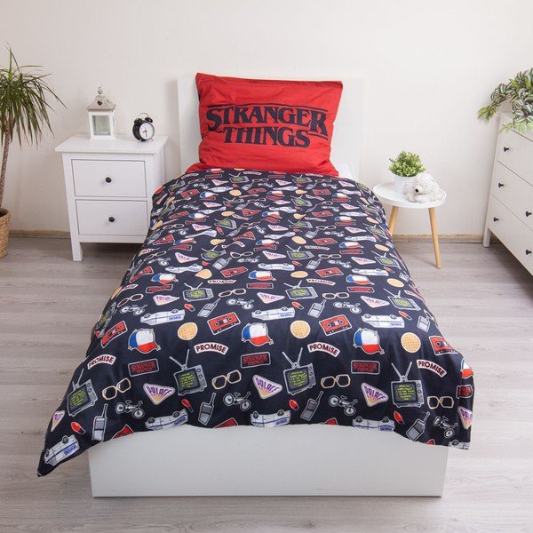 Lenjerie de pat pentru copii din bumbac pentru pat de o persoană 140x200 cm Stranger Things "Upside Down" – Jerry Fabrics-image-3