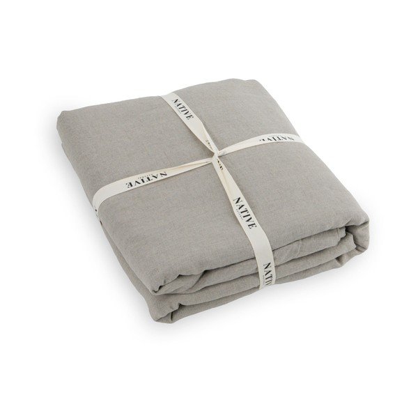 Lenjerie de pat gri deschis/taupe din in pentru pat dublu 200x200 cm Natural – Native Natural-image-3