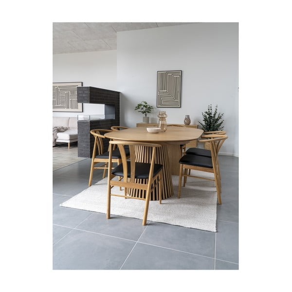 Masă de dining rotundă extensibilă cu blat cu aspect de lemn de stejar ø 120 cm Osaka – House Nordic-image-4