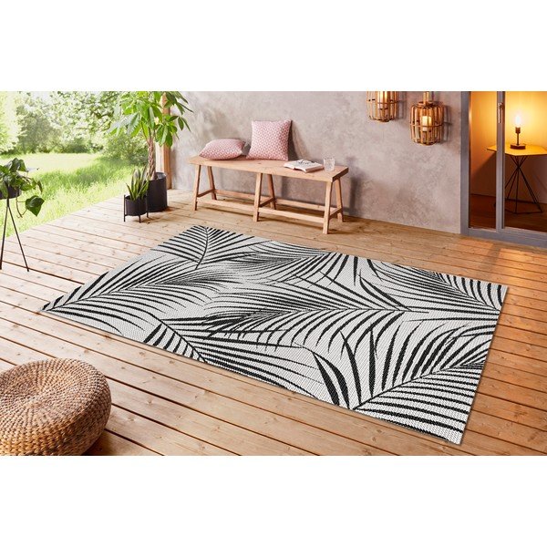 Covor exterior Ragami Flora, 120x170 cm, negru - gri-image-1