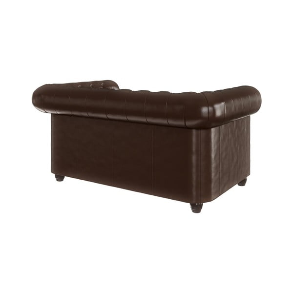 Canapea maro închis extensibilă cu tapițerie din imitație de piele 148 cm York – Ropez-image-2