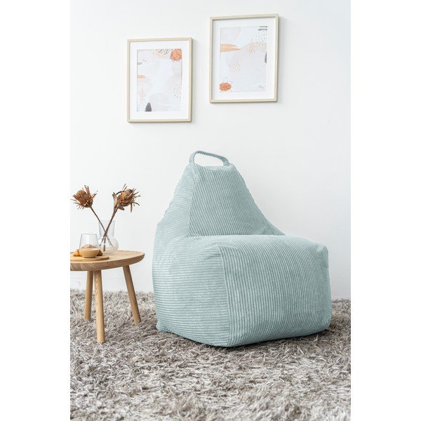 Fotoliu bean bag verde mentă cu tapițerie din catifea reiată Play Amuse – SLOWDOWN-image-1