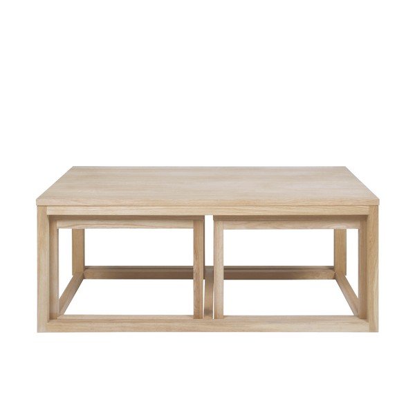 Set 3 mese de cafea cu baza din lemn de stejar Actona Cornus, maro-image-2