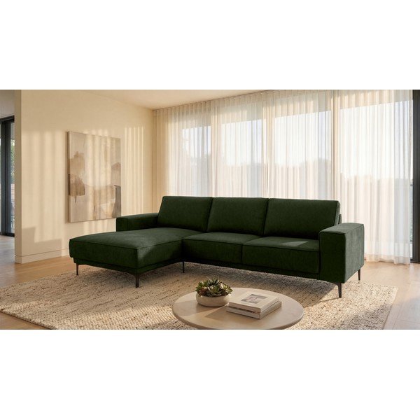 Colțar verde cu tapițerie din chenille (cu colț pe partea stângă/cu șezlong) Copenhagen – Scandic-image-1