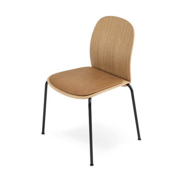 Scaune de dining maro coniac/în culoare naturală stivuibile 2 buc. cu aspect de lemn de stejar Book – Gazzda