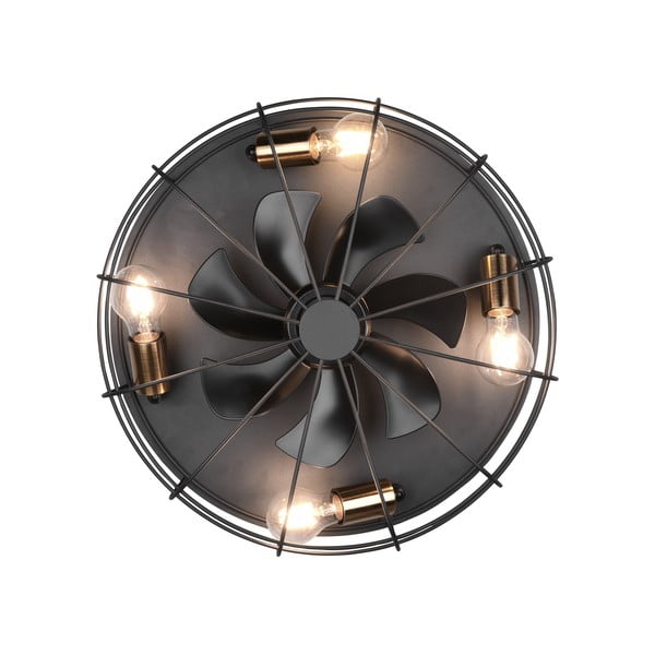 Plafonieră negru-mat cu control prin telecomandă, cu ventilator Trondheim – Trio-image-4