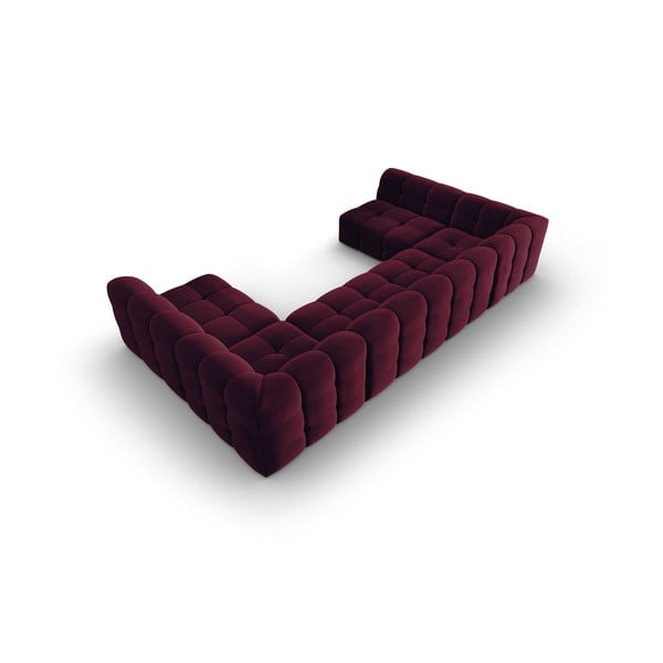 Colțar burgundy cu tapițerie din catifea (în formă de "U") Kendal – Micadoni Home-image-4