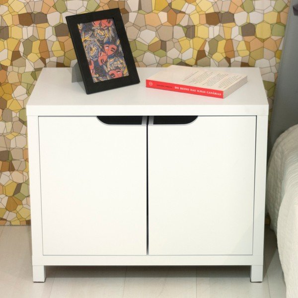 Comodă cu 2 cutii de depozitare TemaHome Basic, alb-image-1