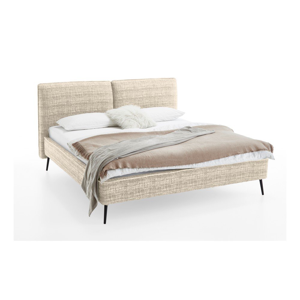 Pat matrimonial bej tapițat fără somieră 160x200 cm Infinity – Meise Möbel