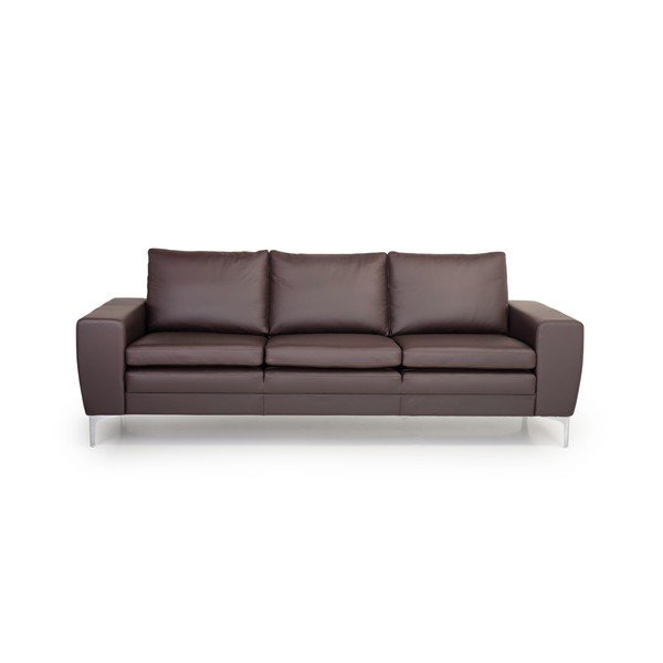 Canapea cu husă din piele Scandic Twigo, maro, 227 cm
