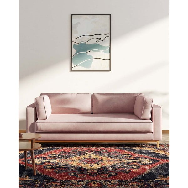 Canapea roz-deschis cu tapițerie din catifea 222 cm Celerio – Ame Yens-image-3