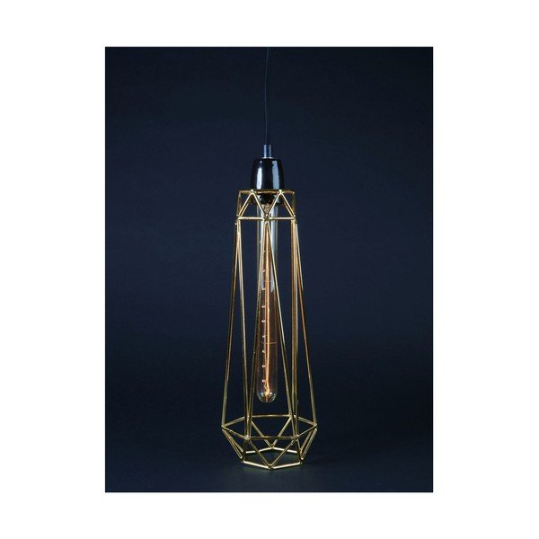 Lustră Filament Style Diamond #2, abajur auriu, cablu negru-image-1