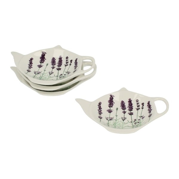 Set 4 suporturi din porțelan pentru pliculețele de ceai Duo Gift Lavender