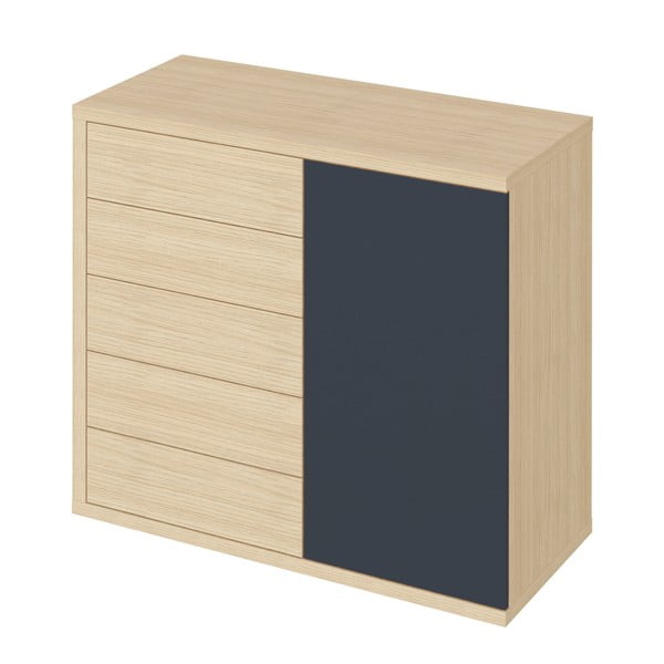 Comodă neagră cu aspect de lemn de stejar 113x113 cm Hugo TemaHome-image-2