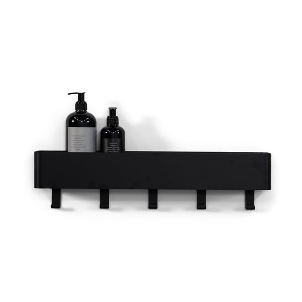 Raft pentru baie negru de montat pe perete din oțel Multi – Spinder Design