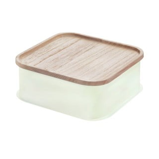 Cutie depozitare cu capac din lemn paulownia iDesign Eco, 21,3 x 21,3 cm, alb