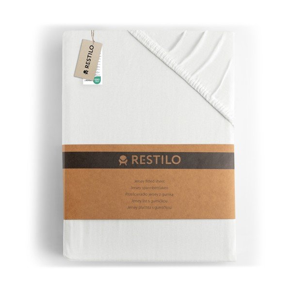 Cearceaf alb din jerseu cu elastic 240x200 cm Amber – Restilo-image-4