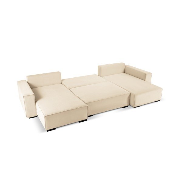 Canapea extensibilă din catifea în formă de U Mazzini Sofas Azalea, bej-image-3
