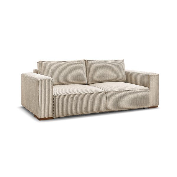 Canapea maro deschis extensibilă/cu spațiu de depozitare cu tapițerie din catifea reiată  244 cm Chelsea – Bobochic Paris-image-3