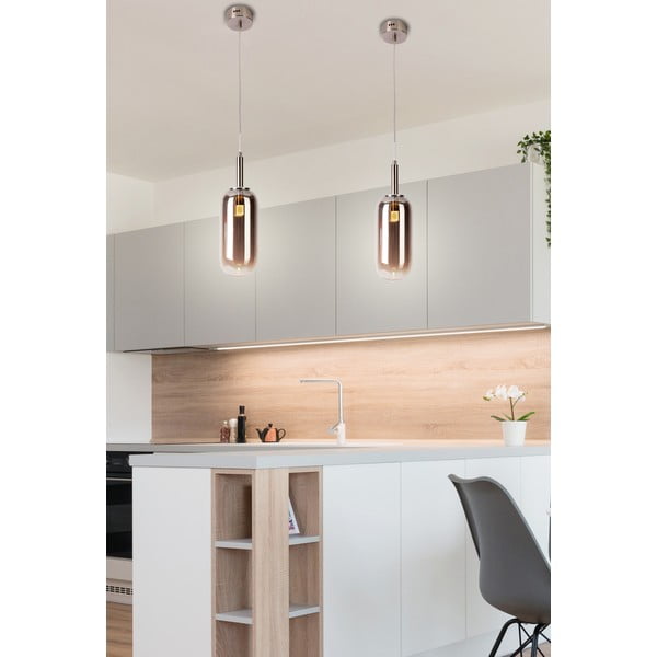 Lustră gri antracit LED cu abajur din sticlă ø 13 cm Fiuggi – Candellux Lighting-image-3