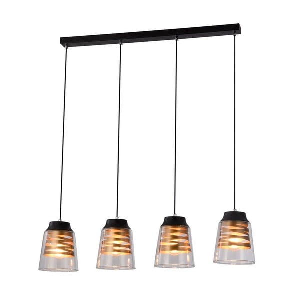 Lustră neagră cu abajur din sticlă 15.5x84 cm Fresno – Candellux Lighting-image-2