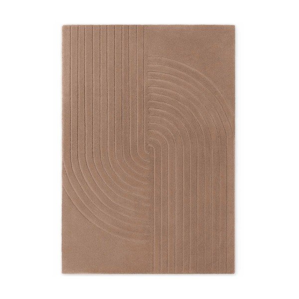 Covor bej țesut manual din lână 80x150 cm Arcura – Vikosa