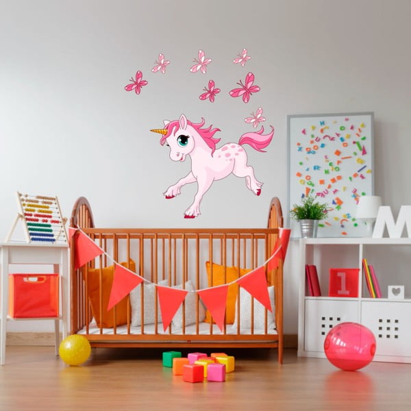 Autocolant de perete Ambiance Unicorn and Papillons-image-2