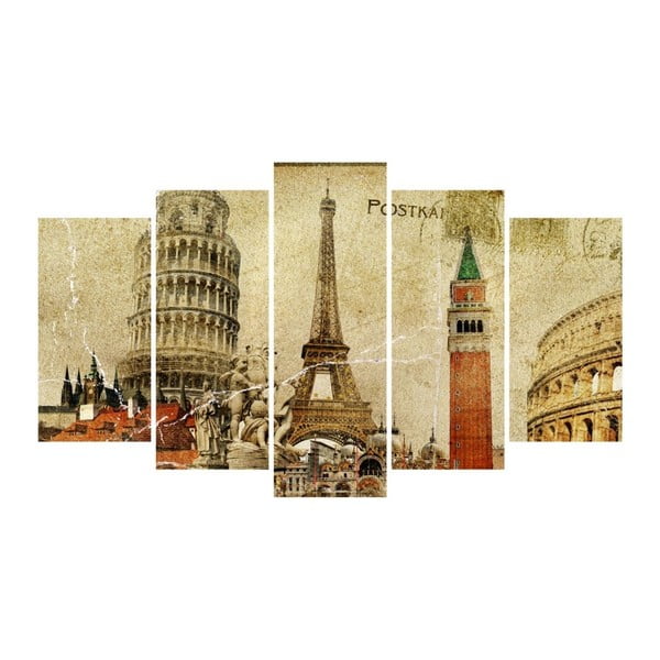 Tablou din mai multe piese 3D Art Mauve Eiffel, 102 x 60 cm