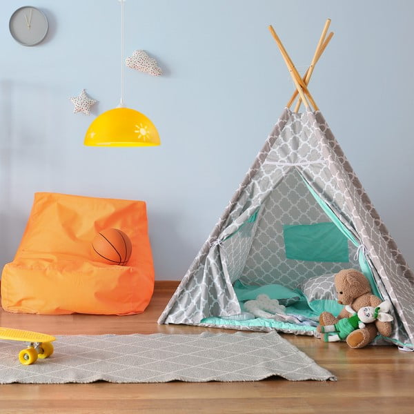 Lustră pentru copii galben ocru cu abajur din sticlă ø 30 cm Day & Night – LAMKUR-image-3