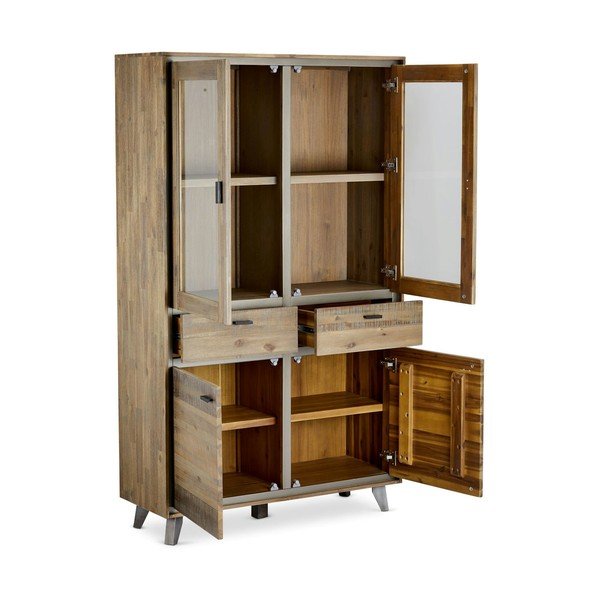 Vitrină în culoare naturală din lemn masiv de acacia 110x187 cm Malaga – Furnhouse-image-3