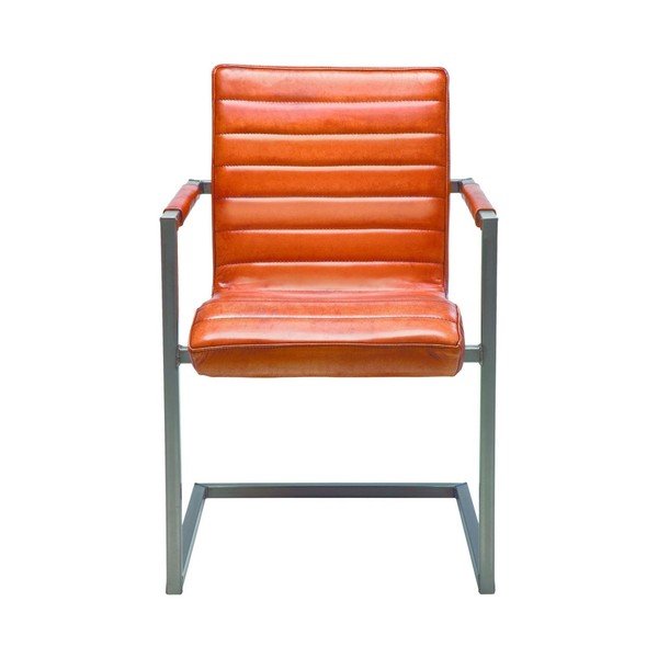 Scaun din piele cu cotiere Kare Design Cantilever, maro-image-3