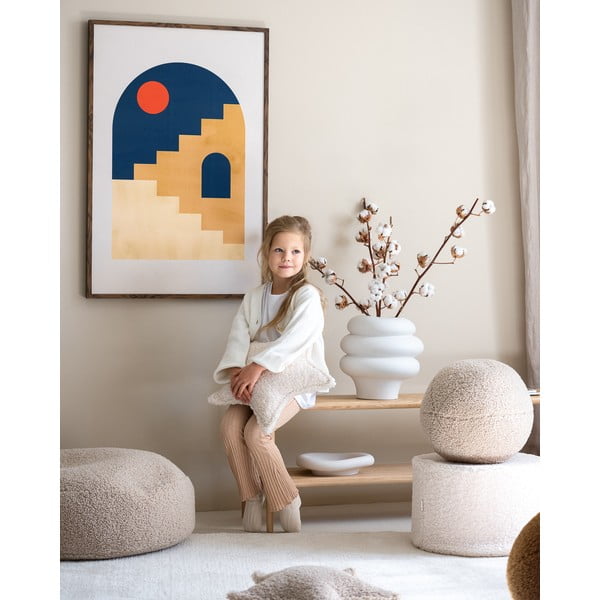 Puf de copii crem cu tapițerie din țesătură bouclé – Wigiwama-image-1