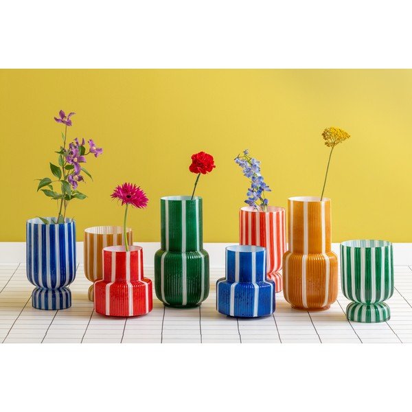 Vază roșie din sticlă (înălțime 26 cm) Rayado Retro – PT LIVING-image-3