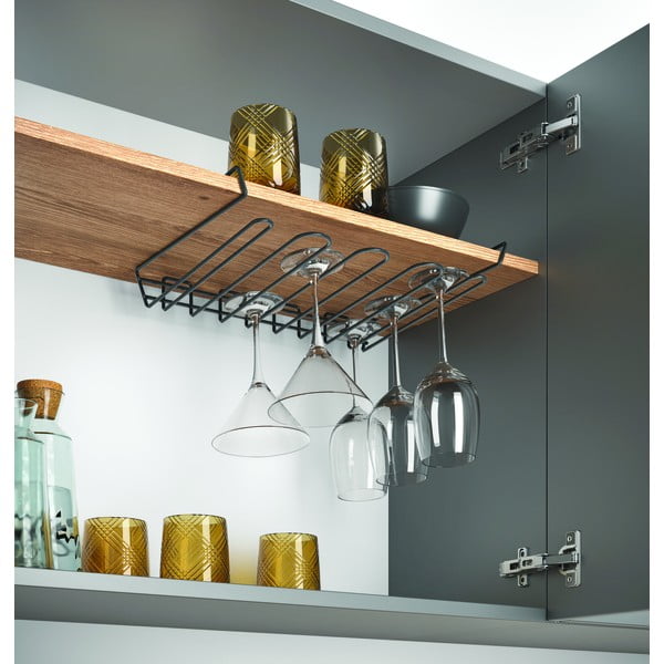 Suport suspendat pentru sticle de vin Metaltex Wine Glass, negru-image-1